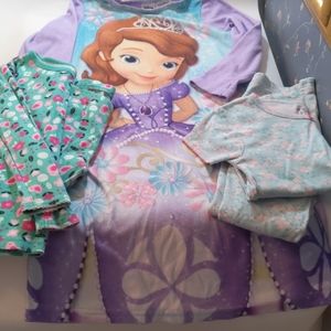 3 Pajamas size 5T girls Sofia nightgown & Carters
